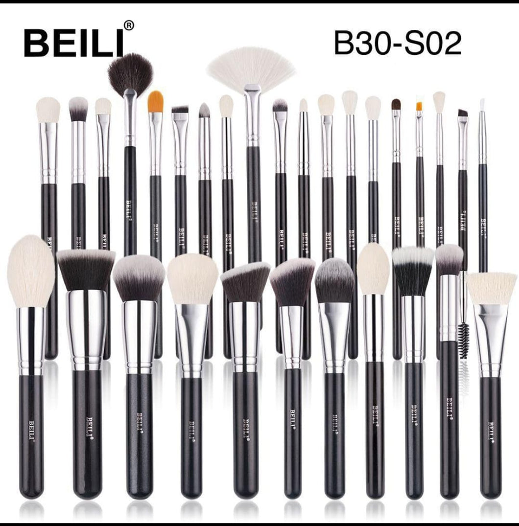 Beili Eye Makeup Brushes Set 30Pcs Natural Goat Hair Eyeshadow Brushes Set