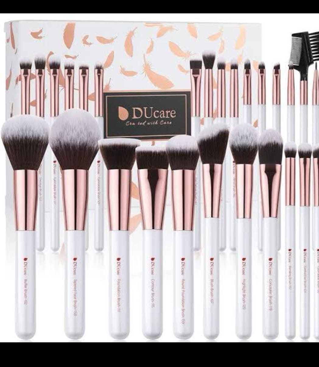 DU care White Essential Upgraded Face & Eye Brush Set 27 Pcs