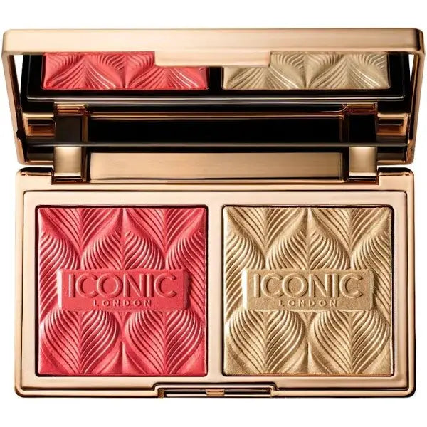 Iconic London Silk Glow Blush And Highlight Duo Coral Glow
